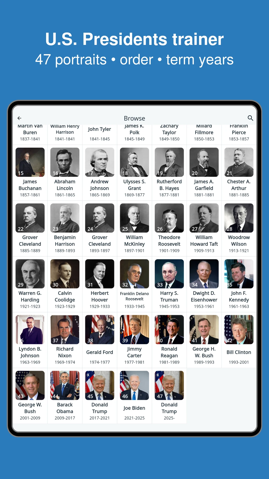 US Presidents Trainer screenshot